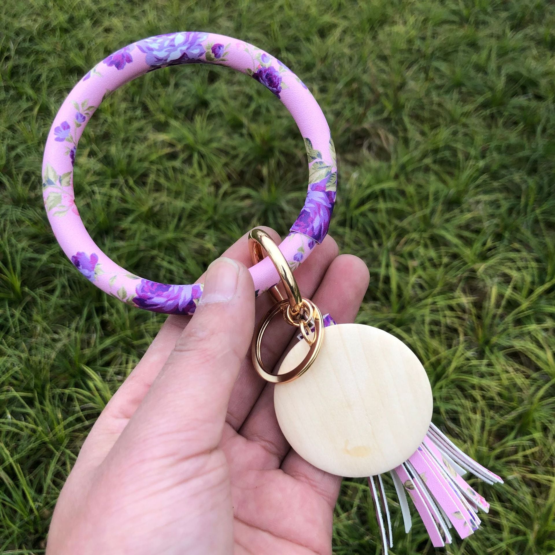 Wholesale PU Leather Chinese Style Peony Daffodil Rose Bracelet Keychain